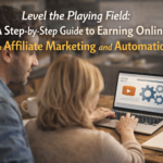 Couple working on laptop building affiliate marketing business with automation