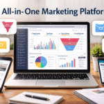 computer screen with all in one marketing