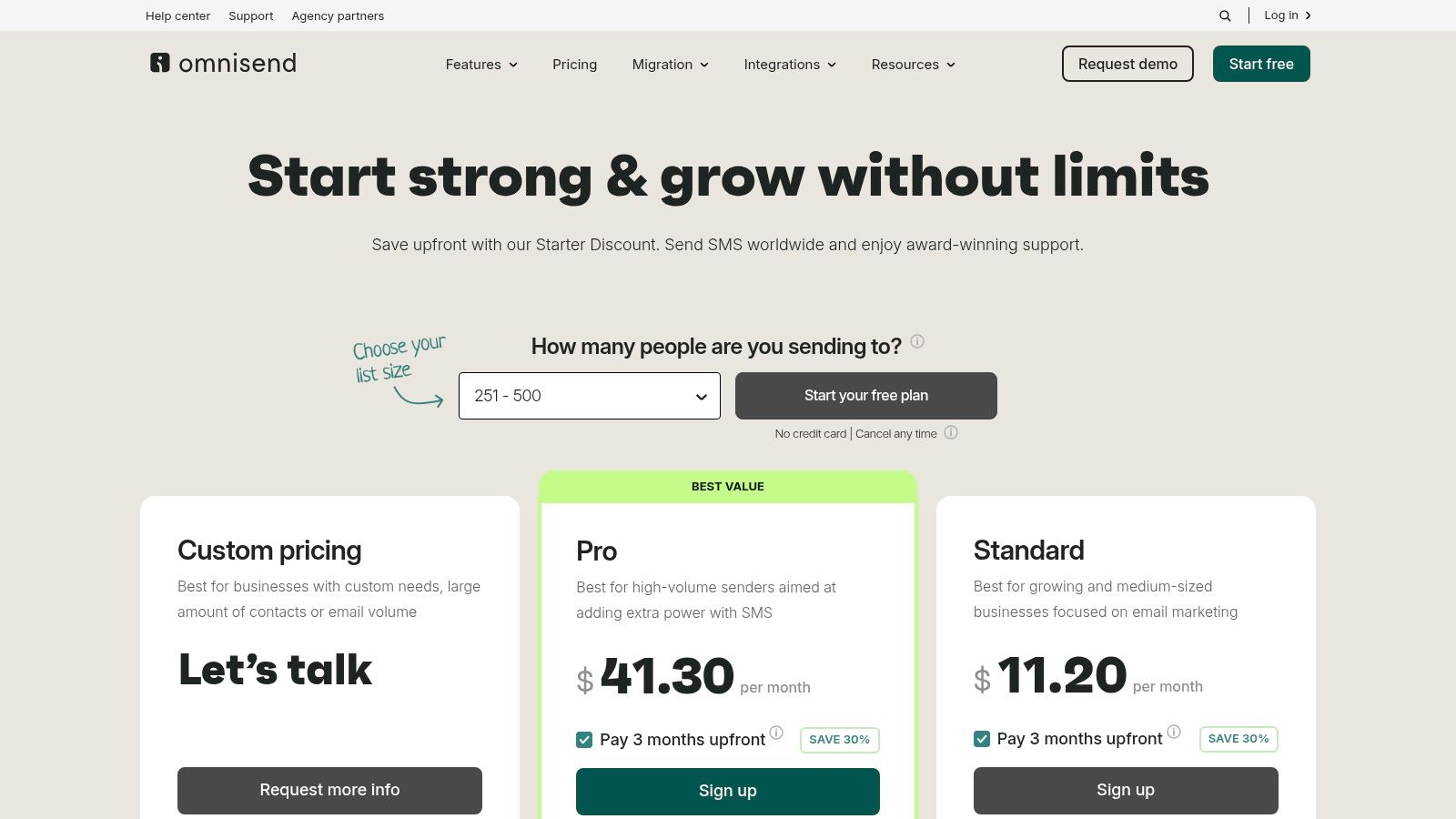 Omnisend Pricing Plans