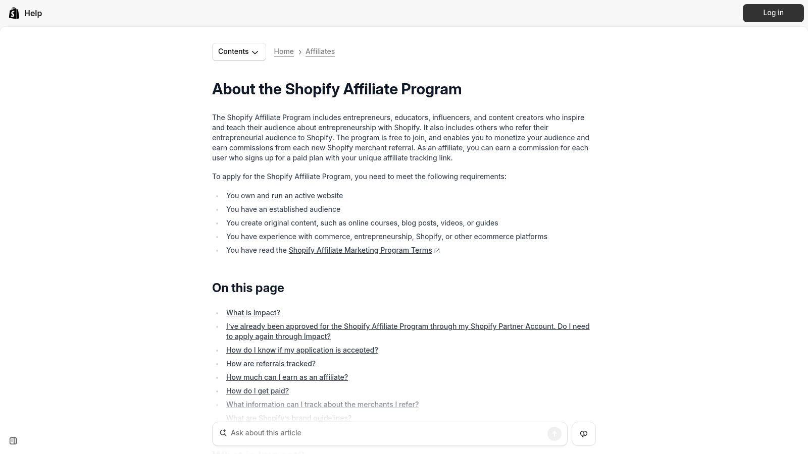Shopify Affiliate Program