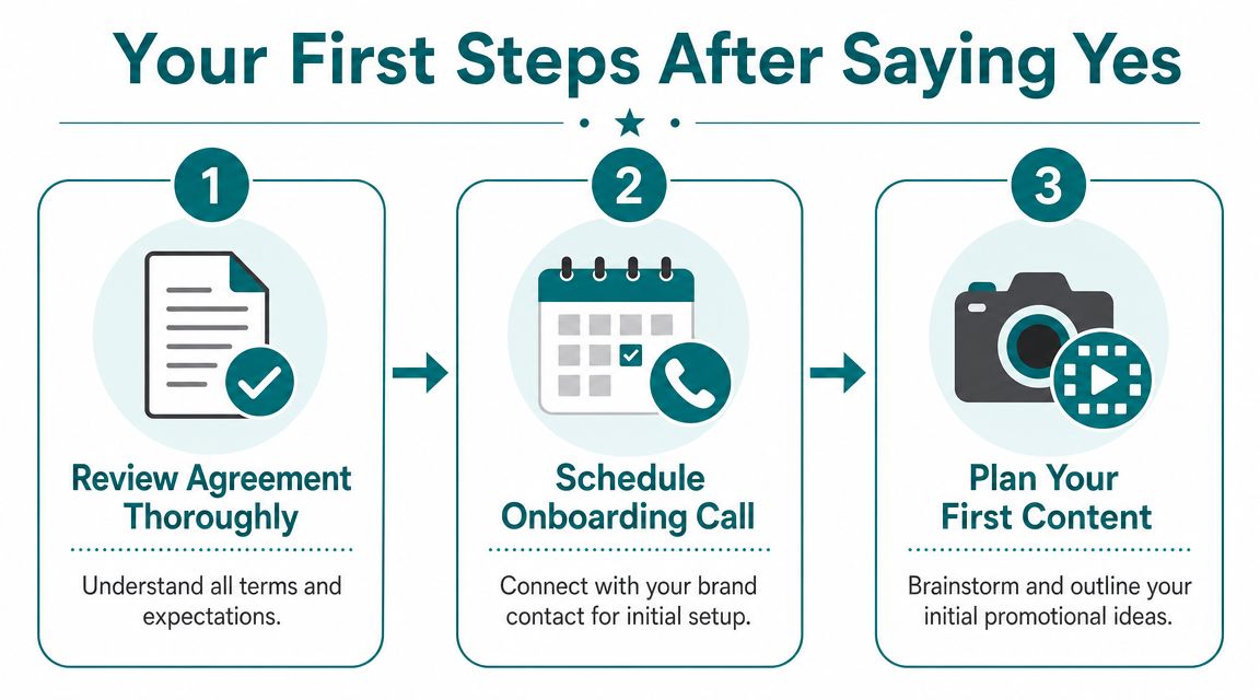 A three-step infographic showing the process for a new <a rel=