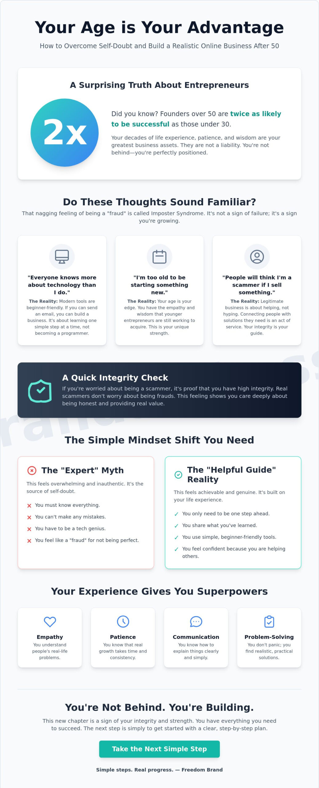 How to deal with imposter syndrome as an entrepreneur after 50 - infographic - victoria ohare How to Deal with Imposter Syndrome as an Entrepreneur After 50