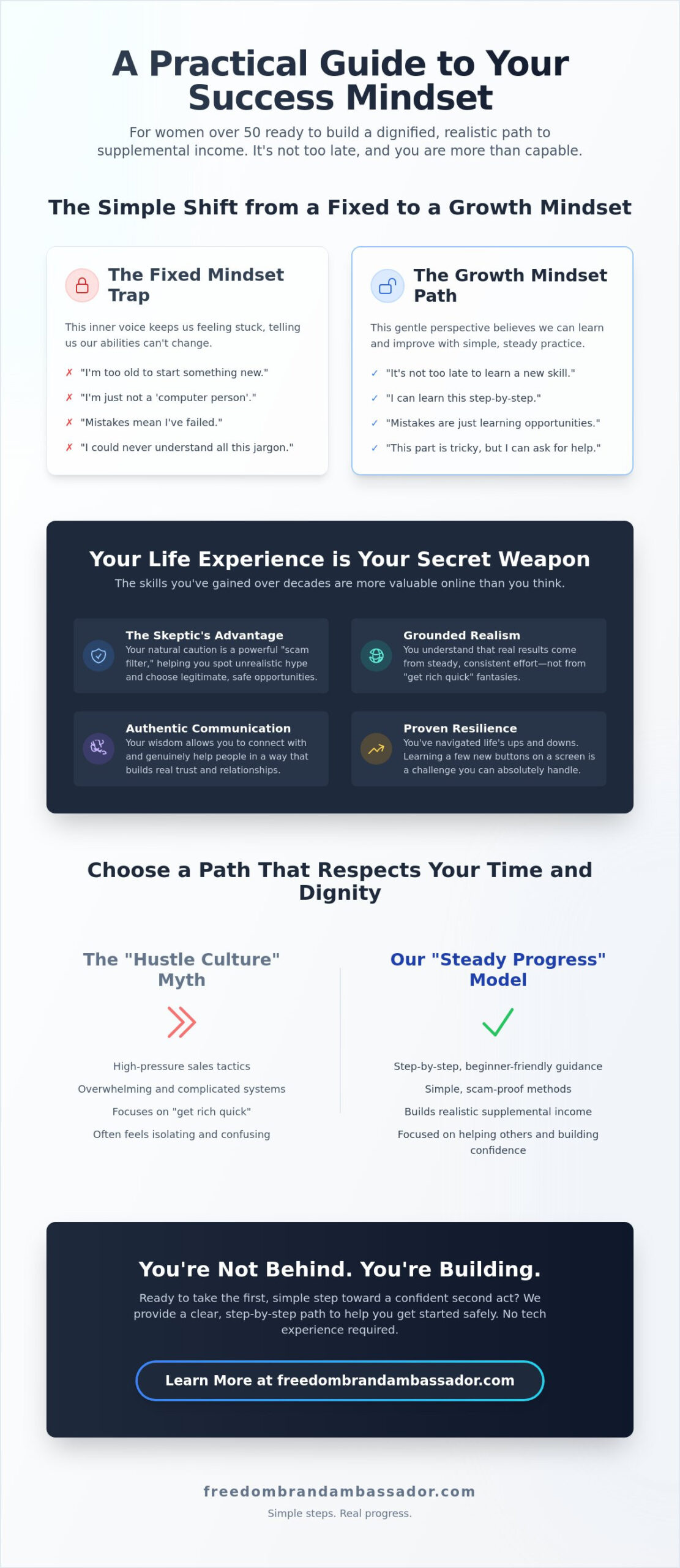 How to develop a success mindset for your second act in 2026 - infographic - victoria ohare How to Develop a Success Mindset for Your Second Act in 2026
